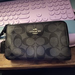 Double zip coach wristlet